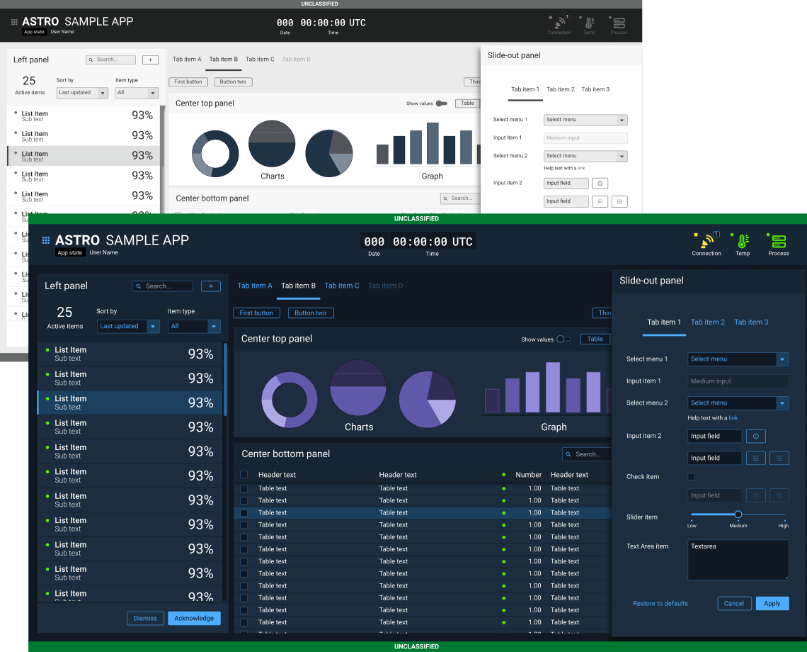 Low fidelity wireframe juxtaposed against a final visual design